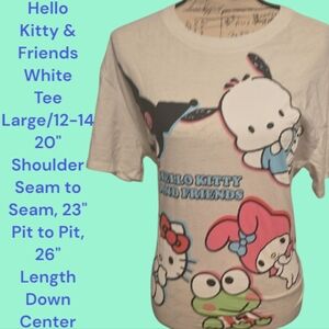 HELLO KITTY & FRIENDS Graphic White Tee Size Kids LARGE/ 12-14 Or MEDIUM Women's